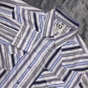 Ely Cattleman Western Shirt Mens Large Striped Pearl Snap Long Sleeves Cowboy